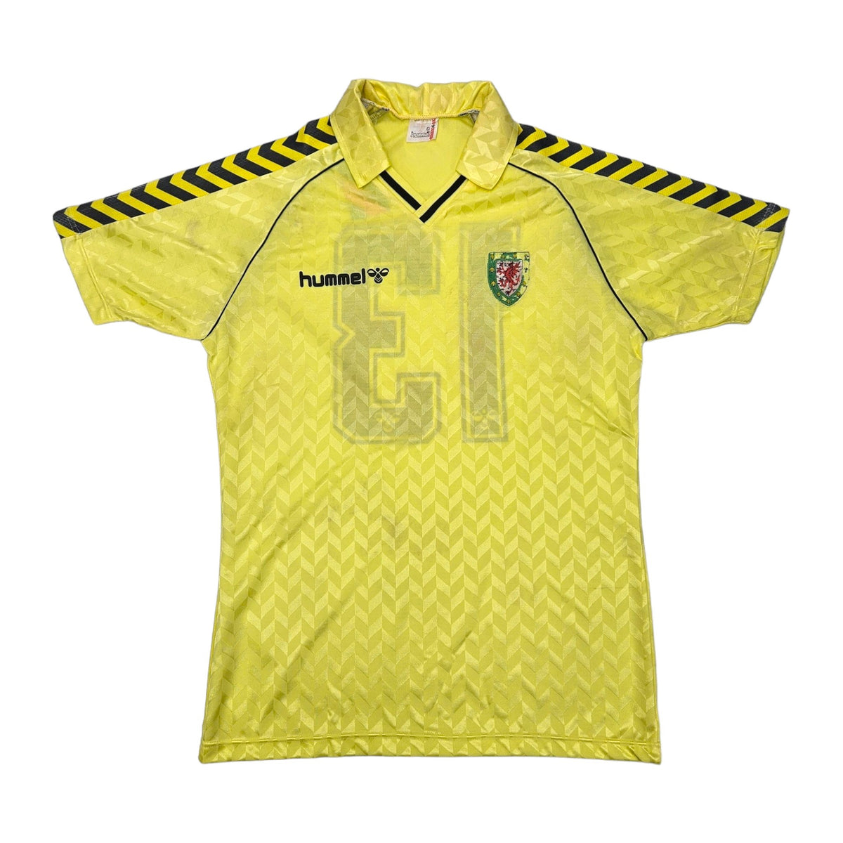 1987/90 Wales Away Football Shirt (L) Hummel #13 (Match Issue) - Football Finery - FF203953