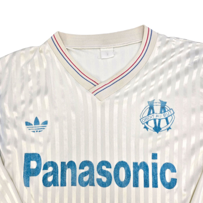 1989/90 Olympique Marseille Home Football Shirt (L) Adidas - Football Finery - FF204369