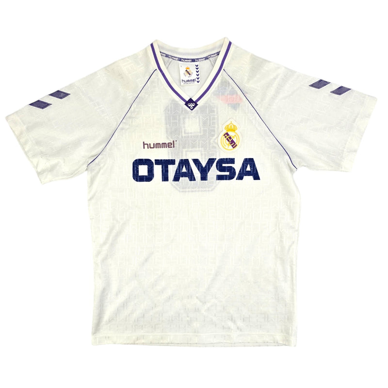 1990/92 Real Madrid Home Football Shirt (L) Hummel #8 (Míchel) Matchworn/Prepared - Football Finery - FF204373