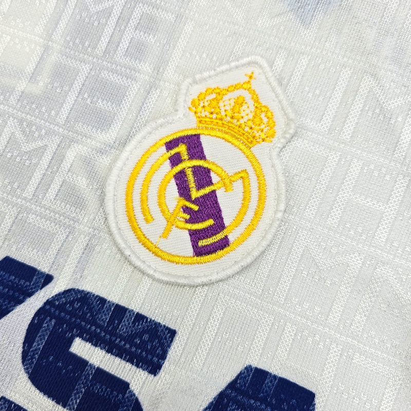 1990/92 Real Madrid Home Football Shirt (L) Hummel #8 (Míchel) Matchworn/Prepared - Football Finery - FF204373