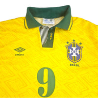 1991/93 Brazil Home Football Shirt (L) Umbro # 9 Careca - Football Finery - FF202697