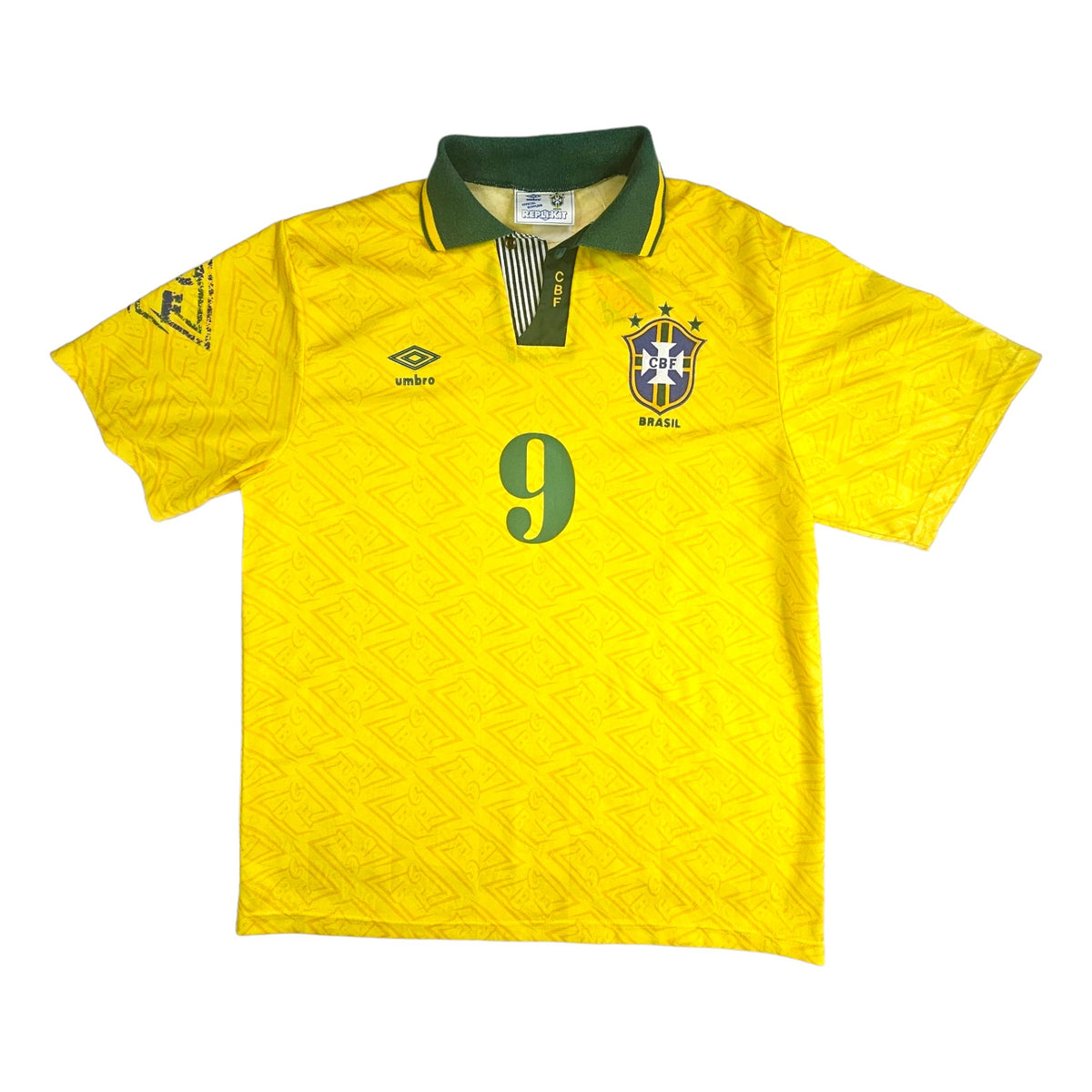 1991/93 Brazil Home Football Shirt (L) Umbro # 9 Careca - Football Finery - FF202697