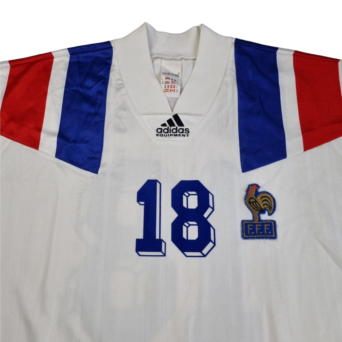 1992/94 France Away Football Shirt (M) Adidas #18 Cantona - Football Finery - FF202779