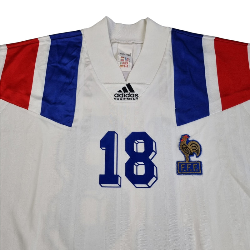 1992/94 France Away Football Shirt (M) Adidas #18 Cantona - Football Finery - FF202779