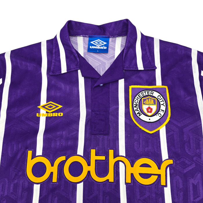 1992/94 Manchester City Away Football Shirt (L) Umbro - Football Finery - FF300175