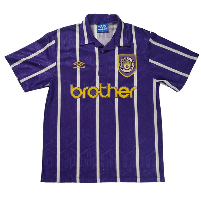 1992/94 Manchester City Away Football Shirt (M) Umbro #28 Rossler - Football Finery - FF202752