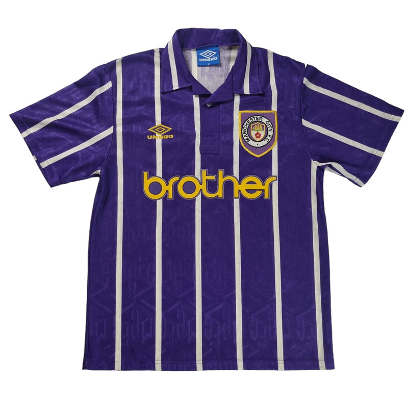 1992/94 Manchester City Away Football Shirt (M) Umbro #28 Rossler - Football Finery - FF202752