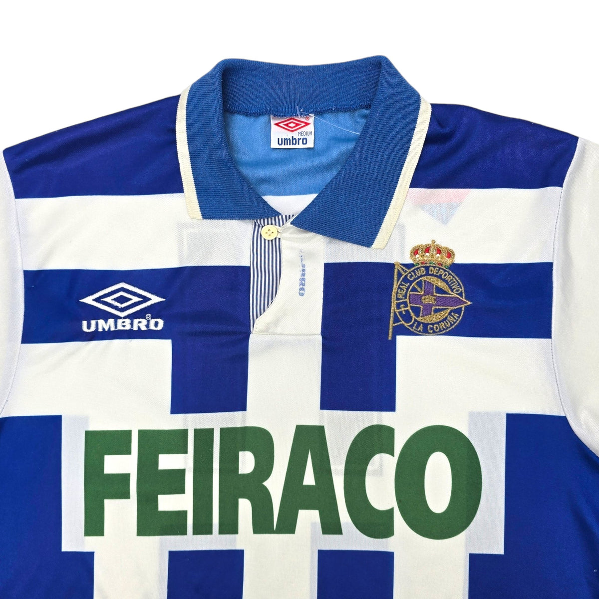 1993/94 Deportivo La Coruna Home Football Shirt (M) Umbro #11 (Bebeto) - Football Finery - FF203952