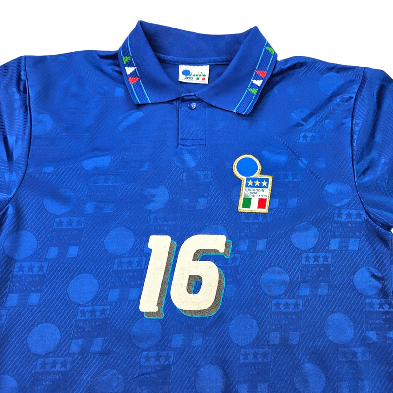 1993/94 Italy Home Football Shirt (L) Diadora #16 (Donadoni) - Football Finery - FF203498