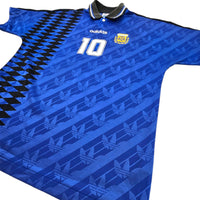 1994/95 Argentina Away Football Shirt (M) Adidas #10 Maradona (Re-badged Template) - Football Finery - FF203420