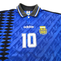 1994/95 Argentina Away Football Shirt (M) Adidas #10 Maradona (Re-badged Template) - Football Finery - FF203420