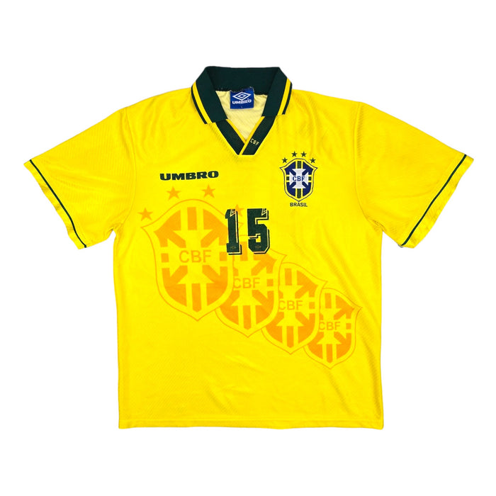 1994/96 Brazil Home Football Shirt (L) Umbro #15 (Santos) - Football Finery - FF204085