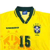 1994/96 Brazil Home Football Shirt (L) Umbro #15 (Santos) - Football Finery - FF204085