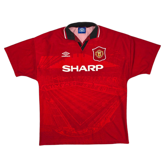 1994/96 Manchester United Home Football Shirt (XL) Umbro #24 Beckham - Football Finery - FF204210