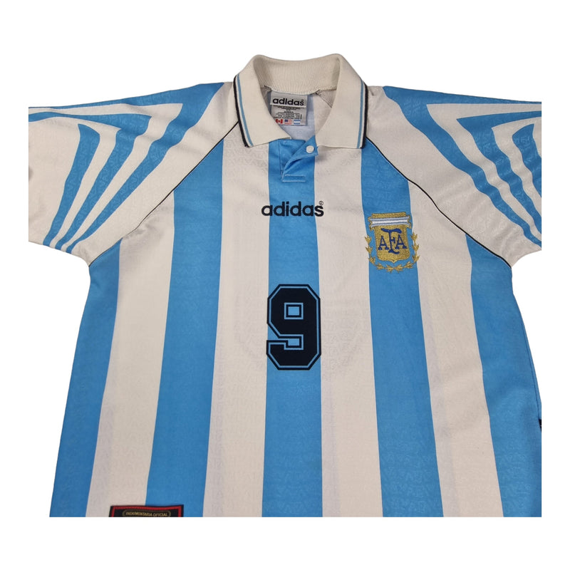 1996/98 Argentina Home Football Shirt (M) Adidas # 9 (Batistuta) - Football Finery - FF202414