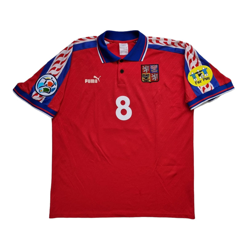 1996/98 Czech Republic Home Football Shirt (XL) Puma #8 Poborsky - Football Finery - FF202765