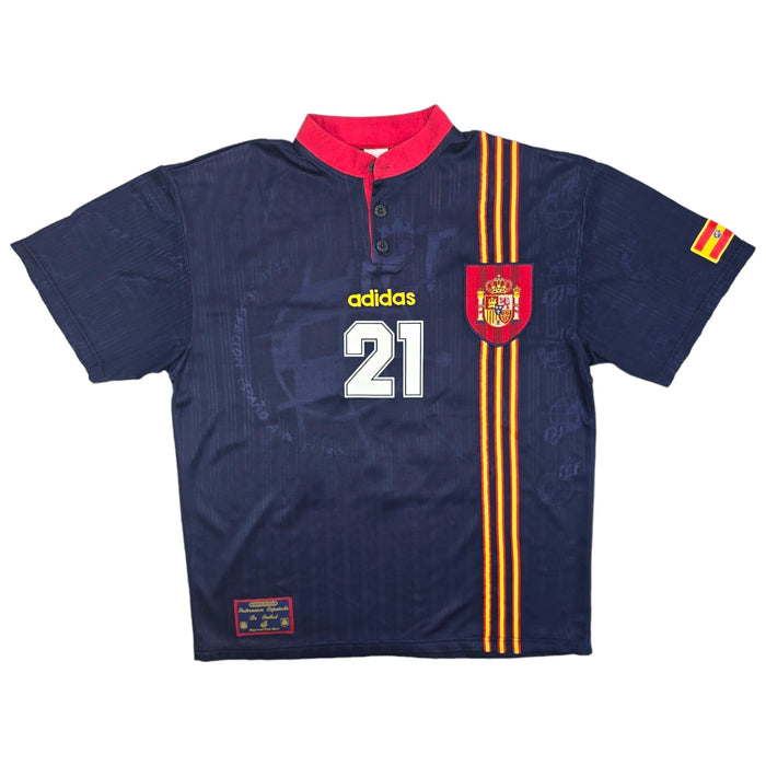 1996/98 Spain Away Football Shirt (L) Adidas #21 Enrique - Football Finery - FF204102