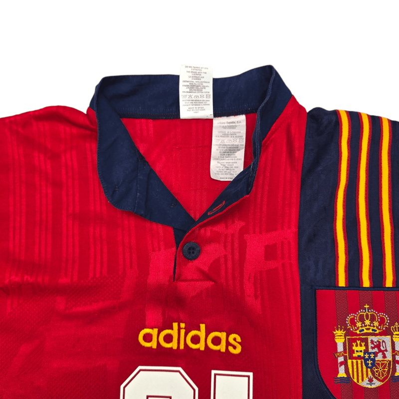 1996/98 Spain Home Football Shirt (S) Adidas #21 Luis Enrique - Football Finery - FF204508