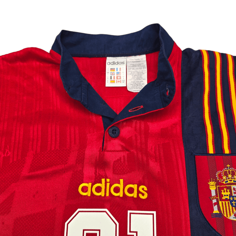 1996/98 Spain Home Football Shirt (S) Adidas #21 Luis Enrique - Football Finery - FF204508