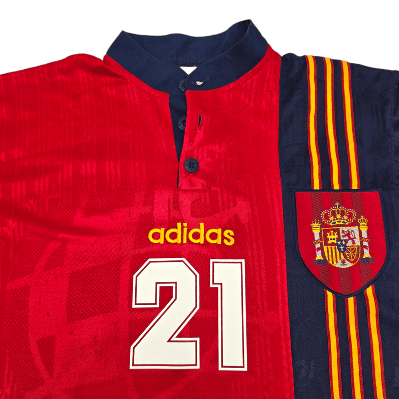 1996/98 Spain Home Football Shirt (S) Adidas #21 Luis Enrique - Football Finery - FF204508