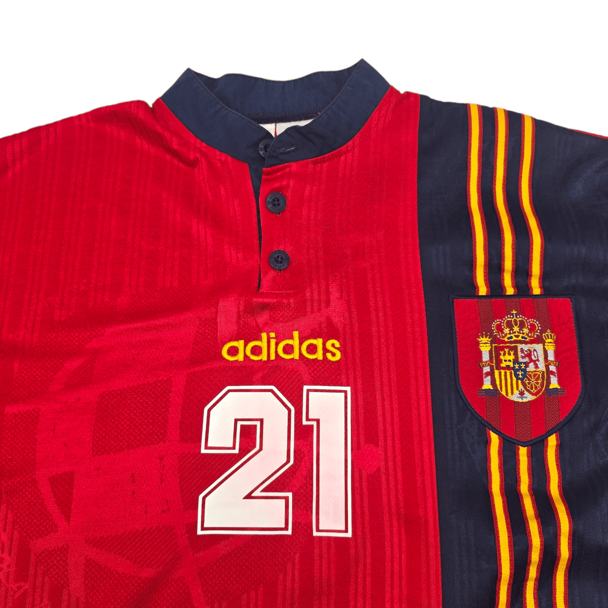 1996/98 Spain Home Football Shirt (XL) Adidas #21 Luis Enrique - Football Finery - FF300092