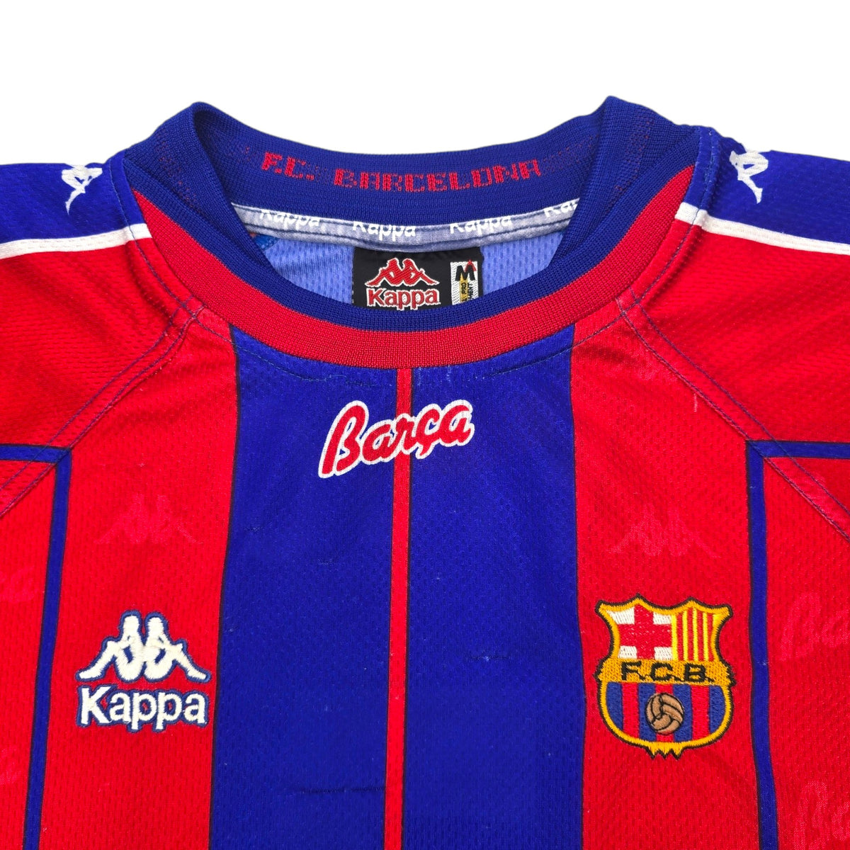 1997/98 Barcelona Home Football Shirt (M) Kappa #7 Figo - Football Finery - FF203974