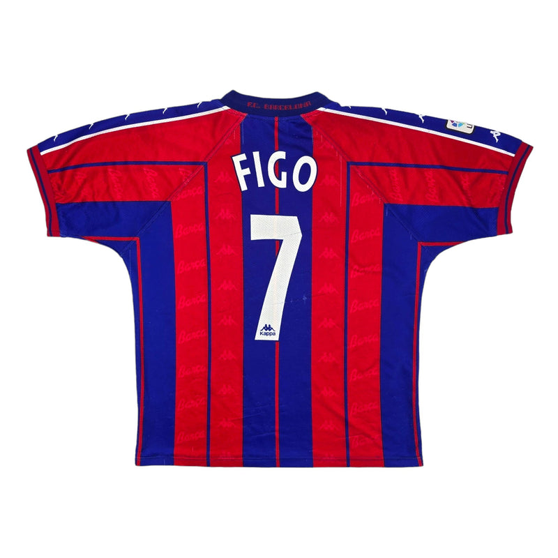 1997/98 Barcelona Home Football Shirt (M) Kappa #7 Figo - Football Finery - FF203974