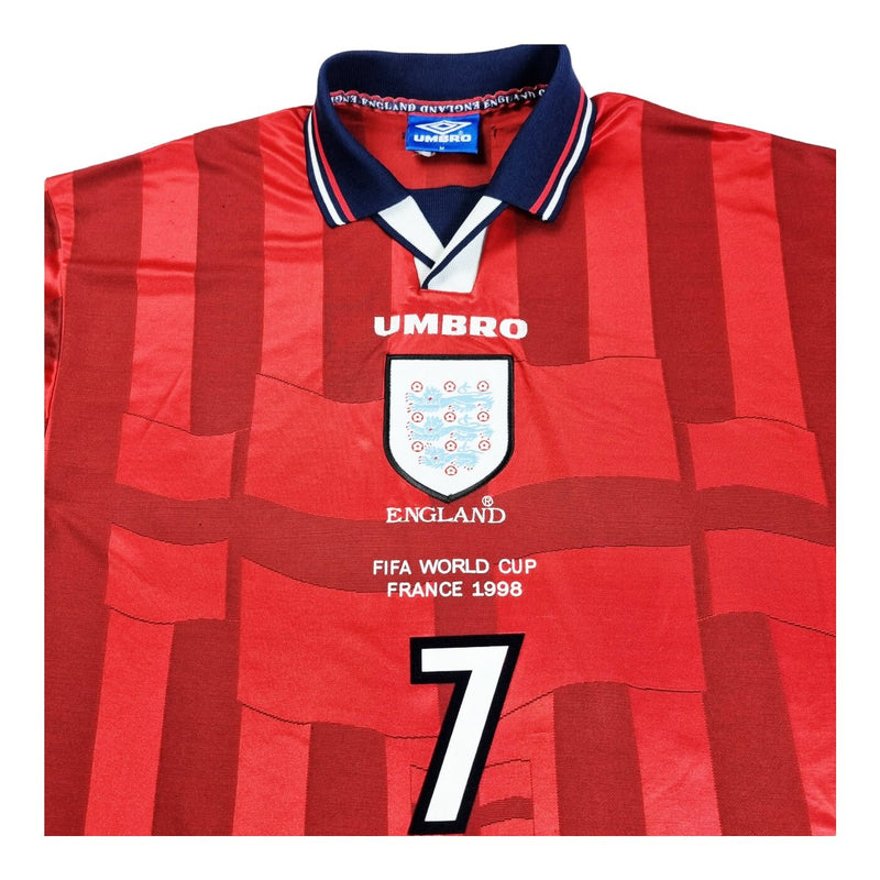 1997/99 England Away Football Shirt (M) Umbro #7 Beckham - Football Finery - FF202437