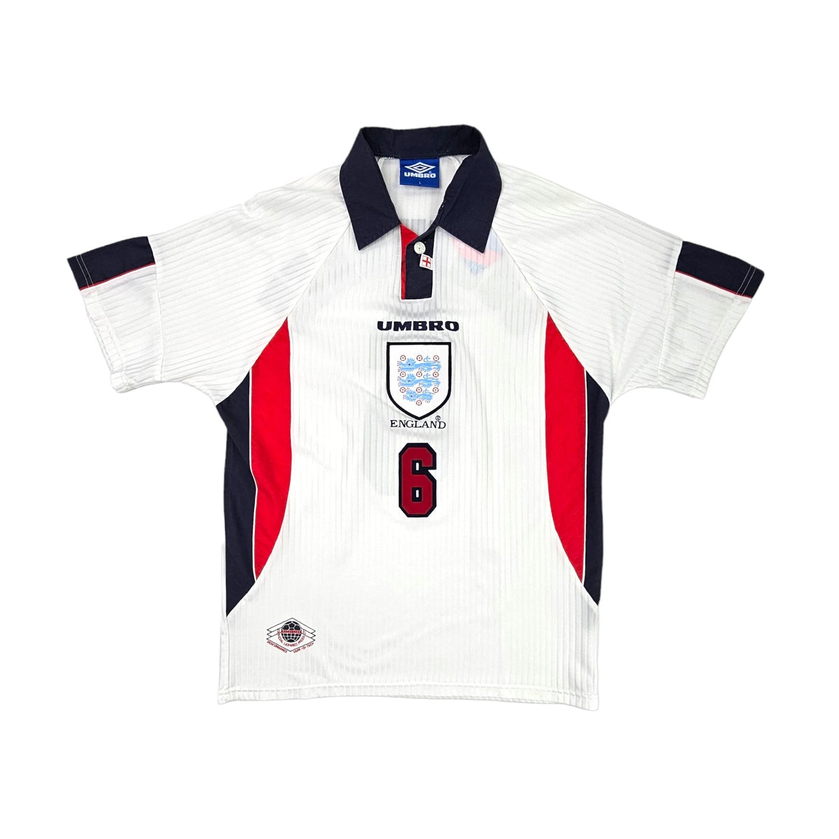 1997/99 England Home Football Shirt (XL) Umbro # 6 Southgate - Football Finery - FF202328