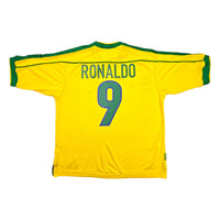 1998/00 Brazil Home Football Shirt (M) Nike #9 Ronaldo - Football Finery - FF203009