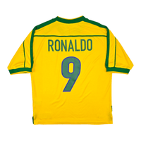 1998/00 Brazil Home Football Shirt (M) Nike #9 Ronaldo - Football Finery - FF204436