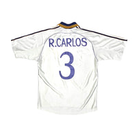 1998/00 Real Madrid Home Football Shirt (M) Adidas #3 Carlos - Football Finery - FF203190