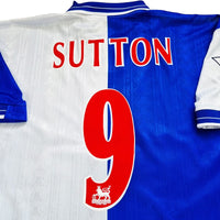 1998/99 Blackburn Rovers Home Football Shirt (XL) Uhlsport #9 Sutton - Football Finery - FF202408