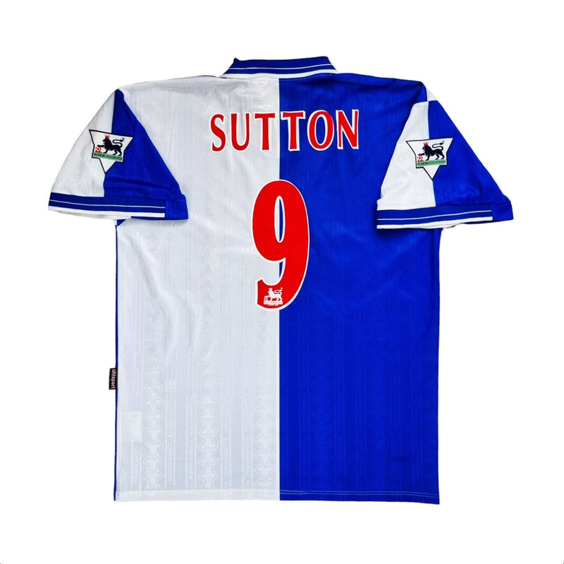 1998/99 Blackburn Rovers Home Football Shirt (XL) Uhlsport #9 Sutton - Football Finery - FF202408