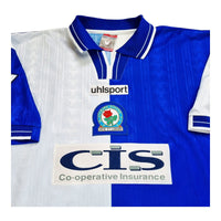 1998/99 Blackburn Rovers Home Football Shirt (XL) Uhlsport #9 Sutton - Football Finery - FF202408