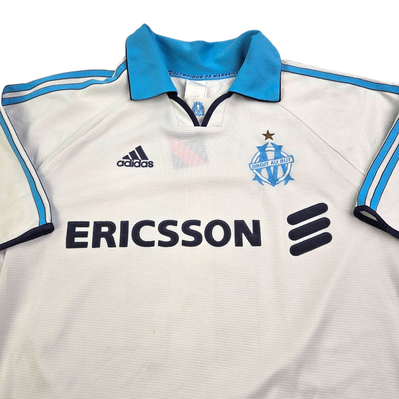 1999/00 Olympique Marseille Home Football Shirt (L) Adidas #11 Ravanelli - Football Finery - FF203680