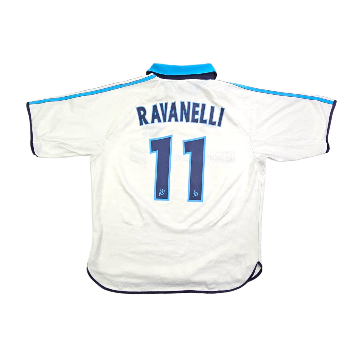 1999/00 Olympique Marseille Home Football Shirt (L) Adidas #11 Ravanelli - Football Finery - FF203680