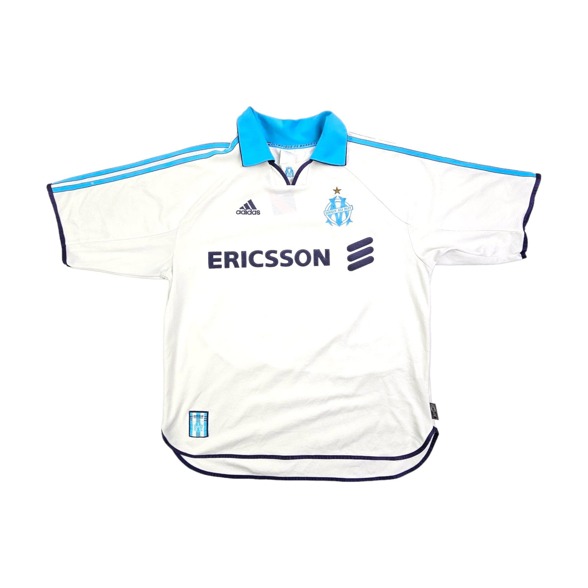 1999/00 Olympique Marseille Home Football Shirt (L) Adidas #11 Ravanelli - Football Finery - FF203680