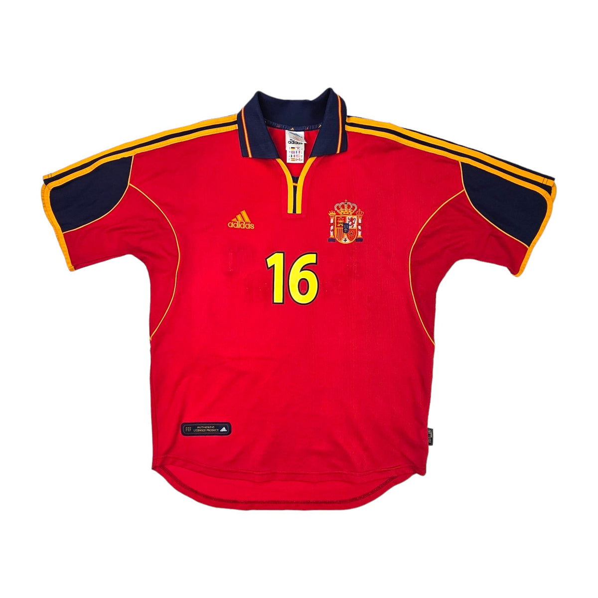 1999/02 Spain Home Football Shirt (M) Adidas #16 Mendieta - Football Finery - FF203418