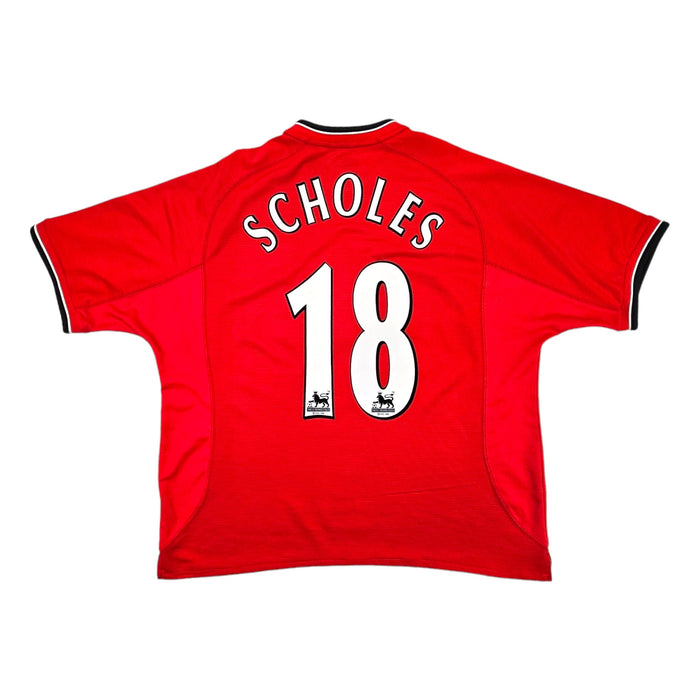 2000/02 Manchester United Home Football Shirt (XL) Umbro #18 Scholes - Football Finery - FF203442