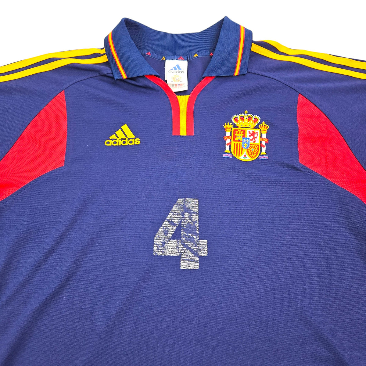 2000/02 Spain Away Football Shirt (L) Adidas # 4 (Guardiola) - Football Finery - FF202326