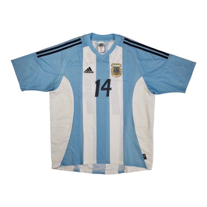 2002/04 Argentina Home Football Shirt (L) Adidas #14 Simeone - Football Finery - FF202798