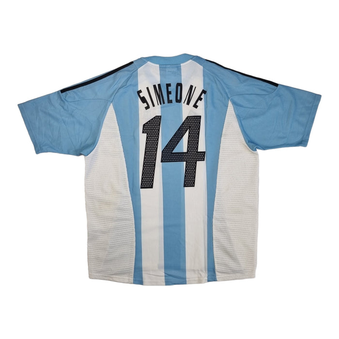 2002/04 Argentina Home Football Shirt (L) Adidas #14 Simeone - Football Finery - FF202798