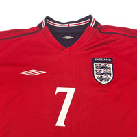 2002/04 England Away Football Shirt (M) Umbro #7 Beckham - Football Finery - FF204096