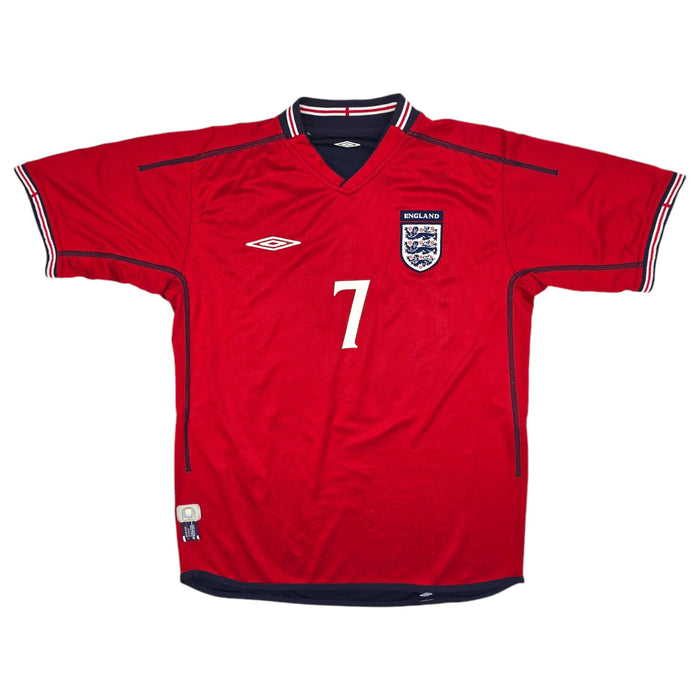 2002/04 England Away Football Shirt (M) Umbro #7 Beckham - Football Finery - FF204316