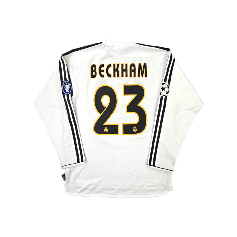 2003/04 Real Madrid Home Football Shirt (M) Adidas #23 Beckham - Football Finery - FF203519