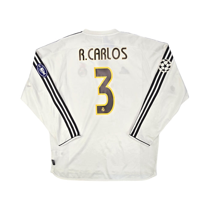 2003/04 Real Madrid Home Football Shirt (XL) Adidas #3 R.Carlos (UCL) - Football Finery - FF204243