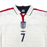 2003/05 England Home Football Shirt (L) Umbro #7 Beckham - Football Finery - FF203914