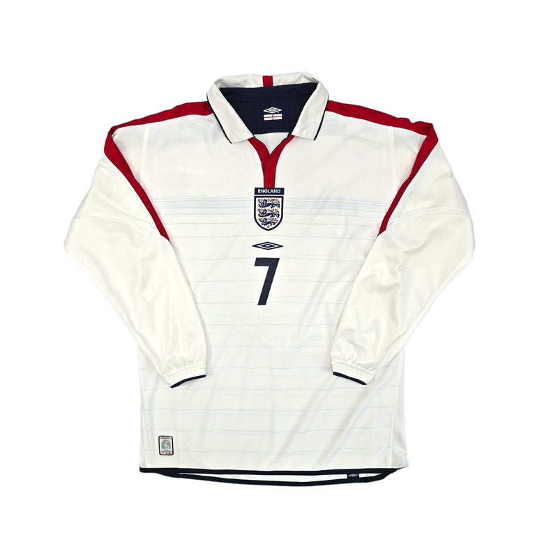 2003/05 England Home Football Shirt (L) Umbro #7 Beckham - Football Finery - FF204089