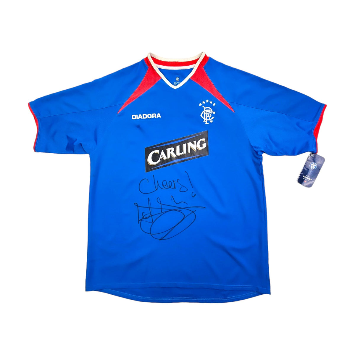 2003/05 Glasgow Rangers Home Football Shirt (M) Diadora Signed - Alex McLeish - Football Finery - FF202991